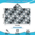 thumbnail image 2 of Rooster and Foliage Grey Pattern Hooded Bath Towel Wrap for Teens Ages 3 To 12, Soft Lightweight Quick Dry Microfiber Bath Beach Pool, 50"x30", 2 of 6