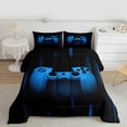 thumbnail image 2 of Homewish Gamer Gaming Queen Comforter Set,Abstract Geometric Pattern Bedding Sets,Blue Black Bedding Comforter Set For Boys Teens,Microfiber Bedroom Decor Reversible,3-Piece, 2 of 8