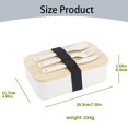 thumbnail image 3 of Miyuadkai Japanese Style Bamboo Wooden Lid Food Storage Box Gray 2, Box Lunch Box Japanese 2 Layer Food Container with Cutlery Spoon and Fork Divided Salad Box for Men and Women, 3 of 5