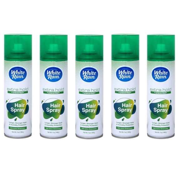 Pack of 5 White Rain Extra Hold 7 Oz Unscented Paraben free Aerosol Hair Spray