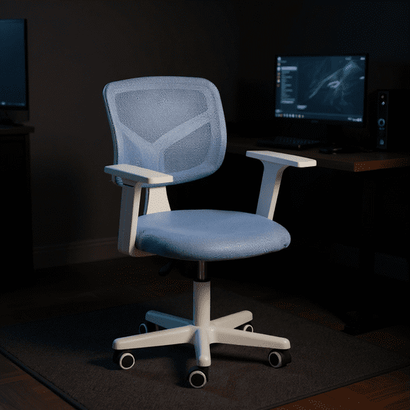 Homylin Silla de Estudio Juvenil Ergonómica, Giratoria con Altura Ajustable, Respaldo de Malla y Ruedas 360°, Azul