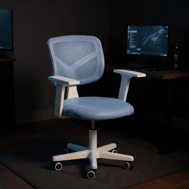 Homylin Silla de Estudio Juvenil Ergonómica, Giratoria con Altura Ajustable, Respaldo de Malla y Ruedas 360°, Azul