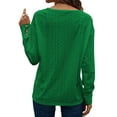 thumbnail image 5 of TEMOFON Long Sleeve Eyelet Tops for Women V Neck Solid Color Blouses Shirts Casual Lightweight Loose Fit Brightgreen Blouse, 5 of 8