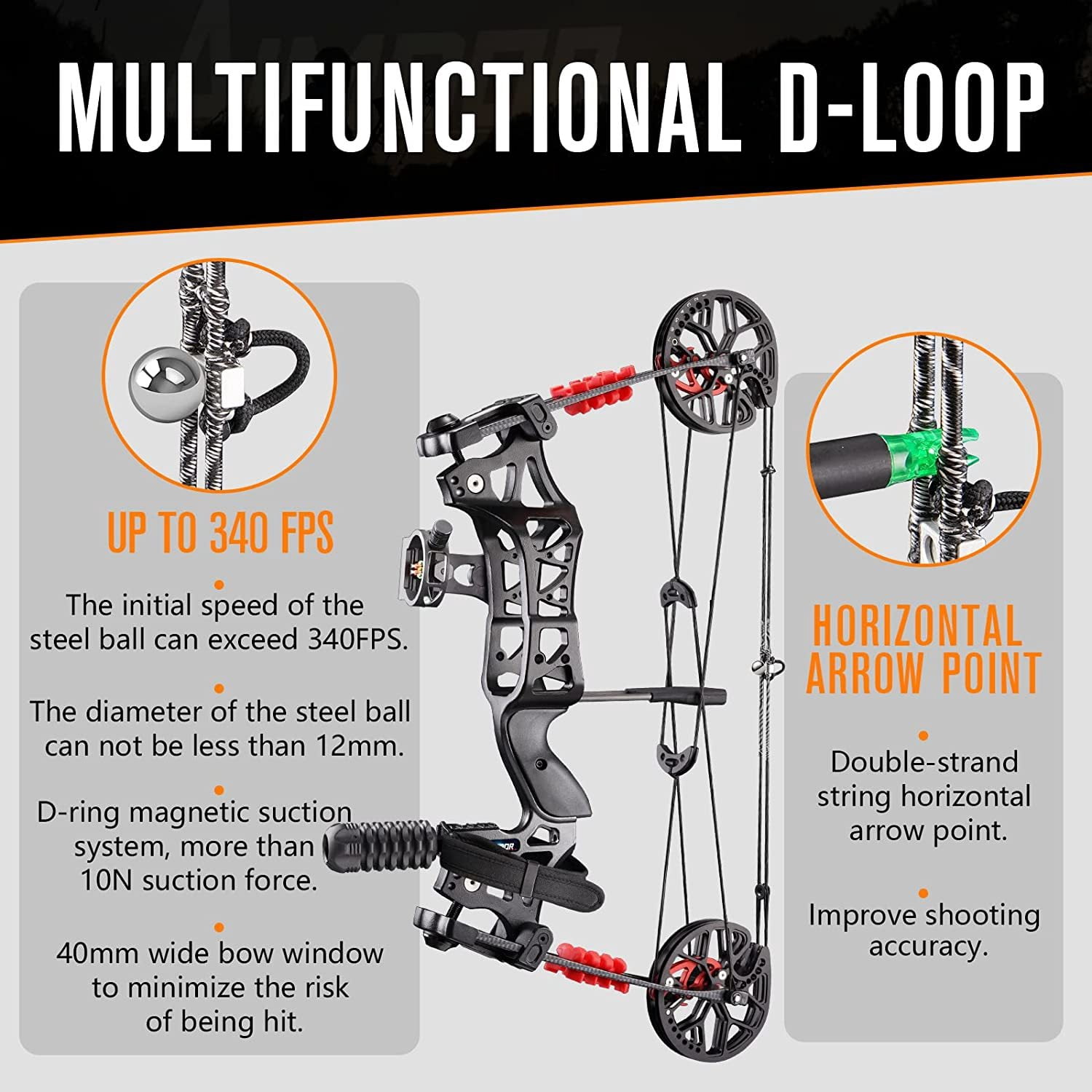 JUNXING M109E Compound Bow 30-60lbs Catapult Dual-use Steel Ball Archery