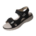 thumbnail image 2 of Domuza Wide Sandals for Women Dressy Strappy Arch Support Flat Wedge Sandals Women Open Toe Ankle Strap Comfortable Platform Slip-On Walking Shoes Black 8（EU-40）, 2 of 4