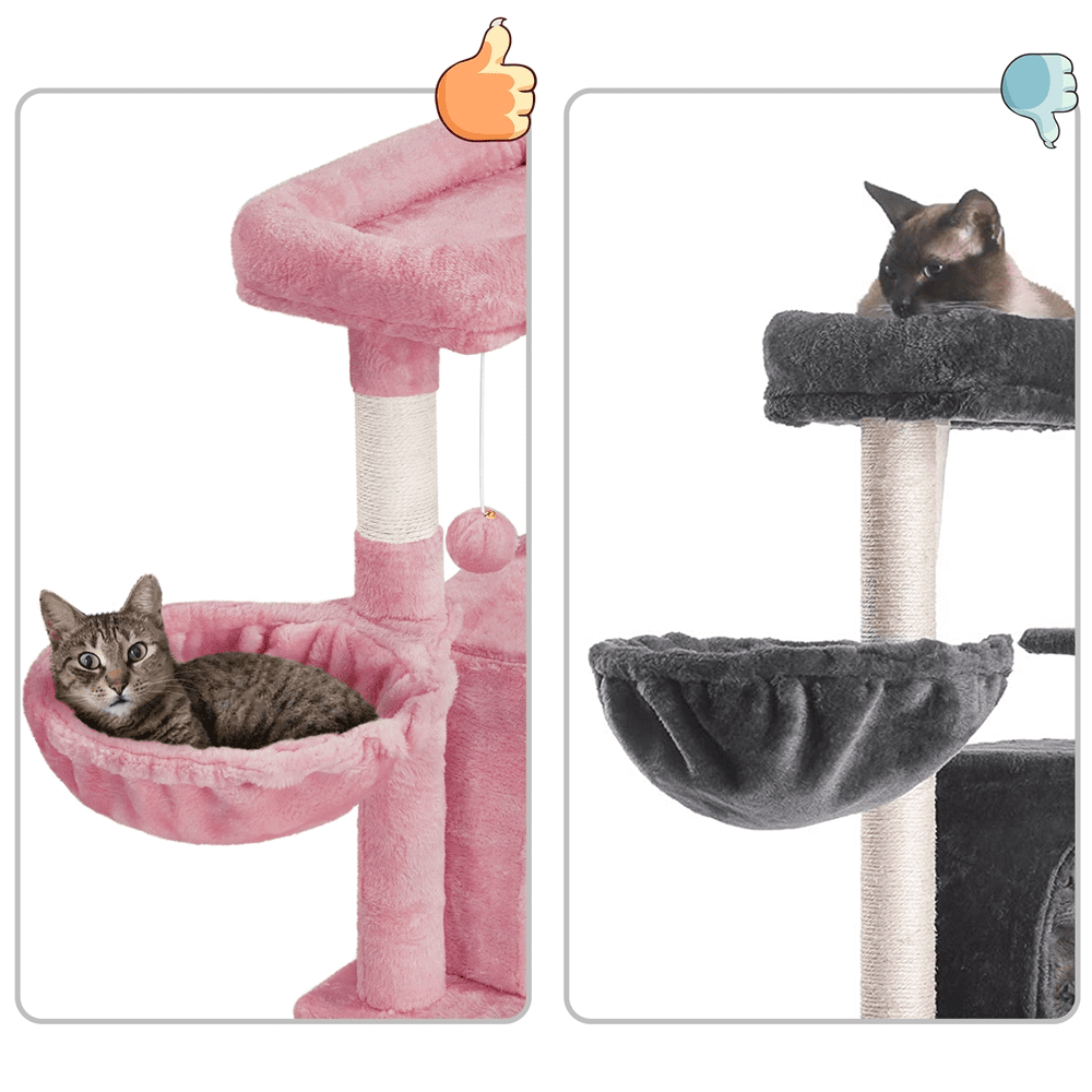 Alden Design 42"H Multilevel Cat Tree Tower with Condo and Perches, Pink