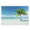 thumbnail image 1 of Landscape Cutting Board, Caribbean Maldives Beach Island Sea Ocean Palm Trees Art Print, Decorative Tempered Glass Cutting and Serving Board, Large Size, Sky Blue Green and White, by Ambesonne, 1 of 1