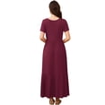 thumbnail image 3 of AskLazy Women's Summer Mix Casual Short Sleeve Crew Neck Loose Tiered Long Dress With Pockets,US Size,Wine Red,L, 3 of 7