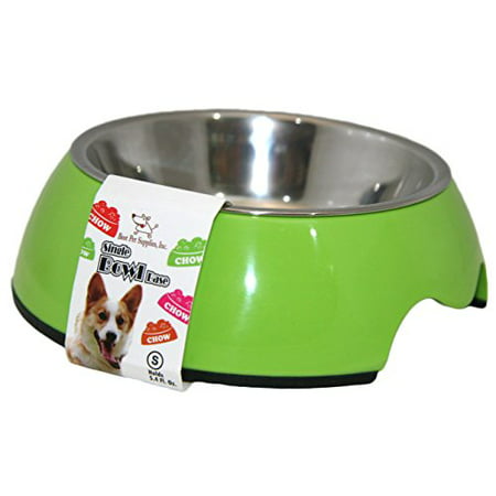 Best Pet Supplies BW01-LM-M Single Feeding Bowl with Stainless Steel Insert for Pets,