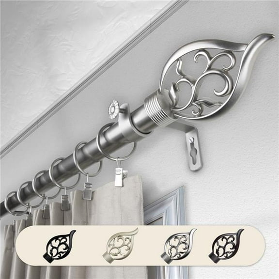 1 in. Dia. Clair Curtain Rod, Satin Nickel - 120-170 in.
