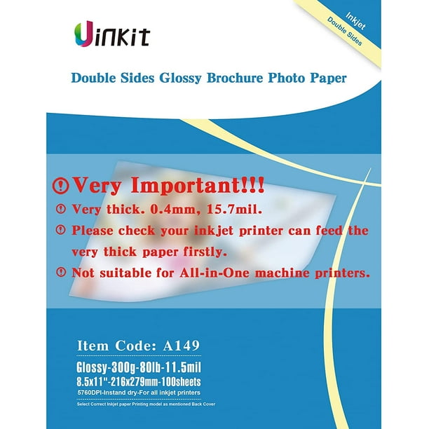 8.5x11 Thick Cardstock Photo 11.5Mil Paper Double Sided Glossy 300Gsm -  100Sheets for Inkjet Printing Only 
