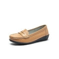 thumbnail image 1 of Daeful Mocassins pour Femmes à Bout Rond, Chaussures Bateau, Ballerines Basses, Marche, Légères, Confort, à Enfiler, Mocassins, Kaki 7.5, 1 of 5
