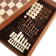 3-in-1 Reversible Game Table with Chess and Backgammon Set