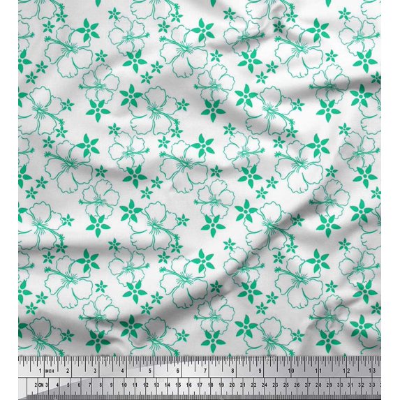 Soimoi Cotton Duck Fabric Artistic Floral Print Fabric by Yard 56 Inch Wide