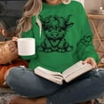 thumbnail image 4 of ersvoioy Womens Cow Print Sweatshirt Crewneck Loose Fit Long Sleeve Hoodless Pullover for Fall Green M, 4 of 6