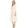 thumbnail image 2 of Women's Casual Basic Comfy 3/4 Sleeve Flare A-line Midi long maxi Dress, 2 of 5