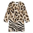 thumbnail image 4 of Leopard Zebra Mixed Print Fabric Women Elegant Long Sleeve Warm Dress Autumn Winter Sweater Dress Casual Pullover Mini Dresses, 4 of 7