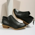 thumbnail image 4 of NECHOLOGY Zapatos Botines para mujer Botas de color liso para mujer botas de tacón cuadrado zapatos informales suela blanda a la moda botas para mujer zapatos antideslizantes (Black 9), 4 of 7