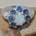thumbnail image 6 of LBG British Made Stunning 9k White Gold Natural Opal & Sapphire Womens Anniversary Ring - 33 size options - Size 8.5, 6 of 8