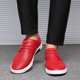 thumbnail image 6 of Santimon Breathable Leather Shoes Men Casual Shoes Non-Slip Sneakers Red 7 US, 6 of 8