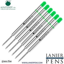Lanier Combo Pack - 6 Pack - Monteverde Capless Ceramic Gel P42 Ink Refill Compatible with most Parker Style Ballpoint Pens - Green (Fine Tip 0.6mm)
