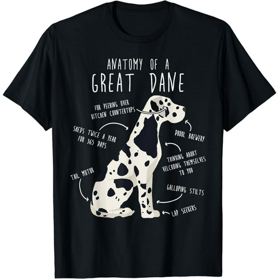 Harlequin Great Dane Dog Anatomy, Funny Pet Mom Cute Dog Dad T-Shirt
