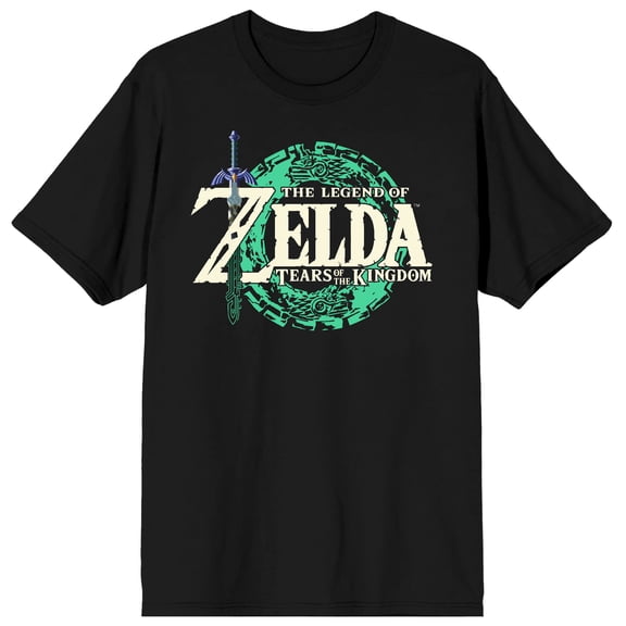 The Legend Of Zelda Tears Of The Kingdom Logo Crew Neck Short Sleeve Black Adult T-shirt-Large