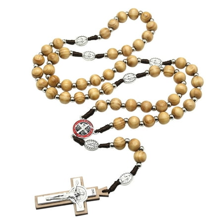 

Wooden for Cross Rosary Necklaces Wood Bead Hanging Christian Pendant