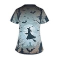 thumbnail image 3 of Tops Cortos para las Mujeres, Halloween Impreso en Cuello en V con Bolsillo, Moda Casual Manga Corta, 3 of 5