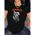 thumbnail image 1 of T-Shirt de Sport Simple à Double Poignée Motif Billet de Banque Imprimé Mode Col Rond Manches Courtes pour Femmes, Confortable pour l'Été pendant les Vacances, 1 of 8