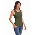 thumbnail image 6 of Women's Slim Fit Ribbed Knit Racerback Tank Tops 2-Pack Crew Neck Sleeveless Shirts Black/Green, 6 of 7