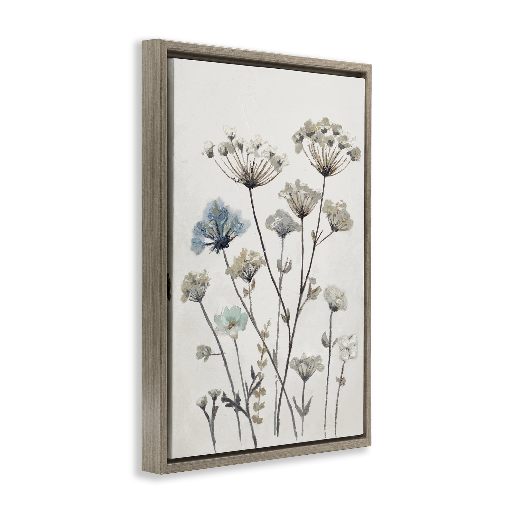 Stupell Industries Neutral Jardin Azul Brown Framed Floater Canvas Wall Art, design by Patricia Pinto