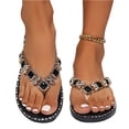 thumbnail image 5 of Willtoo Womens Flip Flops Sandals Bohemian Rhinestone Open Toe Casual Flats Sandals Comfort Beach Flat Walking Shoes, 5 of 5