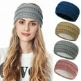 thumbnail image 3 of Cheers.US Knit Headband Winter Ear Warmer Elastic Turban Head Wrap Crochet Hair Band for Women Girls Warm Women Wide-Brimmed Headwear Hair Hoop, 3 of 7