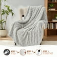 thumbnail image 3 of Dhole Electric Heated Blanket Checkered Fleece Throw 50x60 Inches Fast Heating Blanket 6 Heating Levels & 4 Hours Auto Off ETL Certification, Light Gray, 3 of 7
