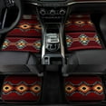 thumbnail image 4 of Universal Car Floor Mats Set of 4,Rustic Brown Beige Teal Western Country Cowboy Tooled Leather Vehicle Front Rear Carpets Non-Slip Rugs Auto Accessories Fit for SUV Van Truck, 4 of 4