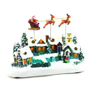 Animated Santa & Reindeer Sleigh Christmas Village | Pre-lit Musical Christmas Village | Perfect Addition to Your Christmas Indoor Decorations & Holiday Displays