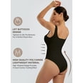 thumbnail image 4 of Athlemo Women's Sleeveless Bodysuit Square Neck Ribbed Slimming Tank Top Thong Bodysuit, 4 of 8