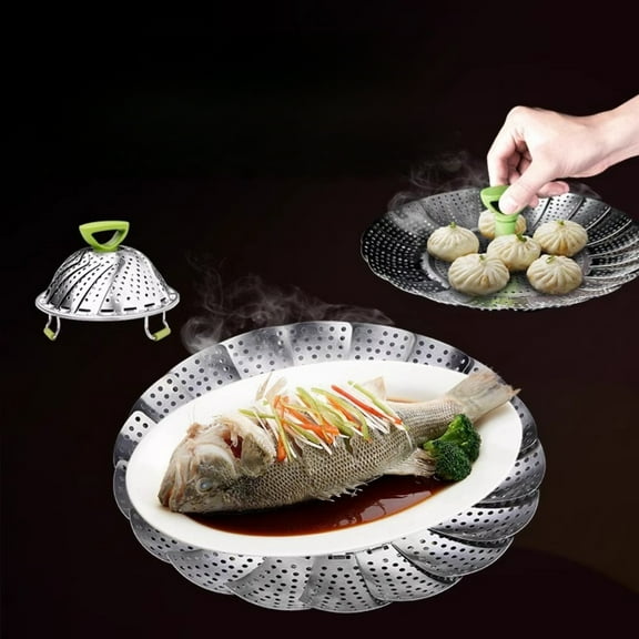Universal steamer stainless steel, steamer can be folded, changeable steamer grate for home use, telescopic multi-functional steamer steamer plate