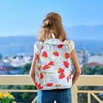 thumbnail image 3 of YIMWNYI Strawberry Pattern Canvas Backpack, Fashionable Floral Rucksack for Travel, Shopping, and Outdoor Adventures, Lightweight and Machine Washable, 3 of 4