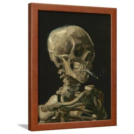 Skull of a Skeleton with Burning Cigarette Painting by Vincent Van Gogh, 1886 Framed Print Wall Art By Stocktrek