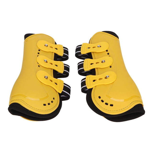 2 uds botas para tendón de caballo frente abierto ajustable transpirable botas para tendón delantero de caballo para entrenamiento saltar montar amarillo