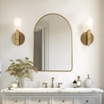 thumbnail image 6 of ANDY STAR Brass Mirror Bathroom, 24x36" Gold Arched Mirror, Arched Bathroom Mirror, Gold Bathroom Mirror Metal Framed, SUS304-Anti-Rust, Tube Frame, 1’’ Deep Set Wall Mounted Vertical, 6 of 9