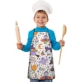 thumbnail image 2 of Halloween Cute Trick or Treat Characters Kids Aprons for Girls and Boys,Adjustable Neck Strap Toddler Aprons for Kids Cooking Baking,23.6"x19", 2 of 7