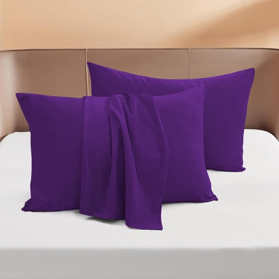 Pure 1000 Thread Count Cotton Pillowcases Set - Set of 2 Pieces Egyptian Cotton Standard(20"x26") Purple Cooling Sateen Pillowcases