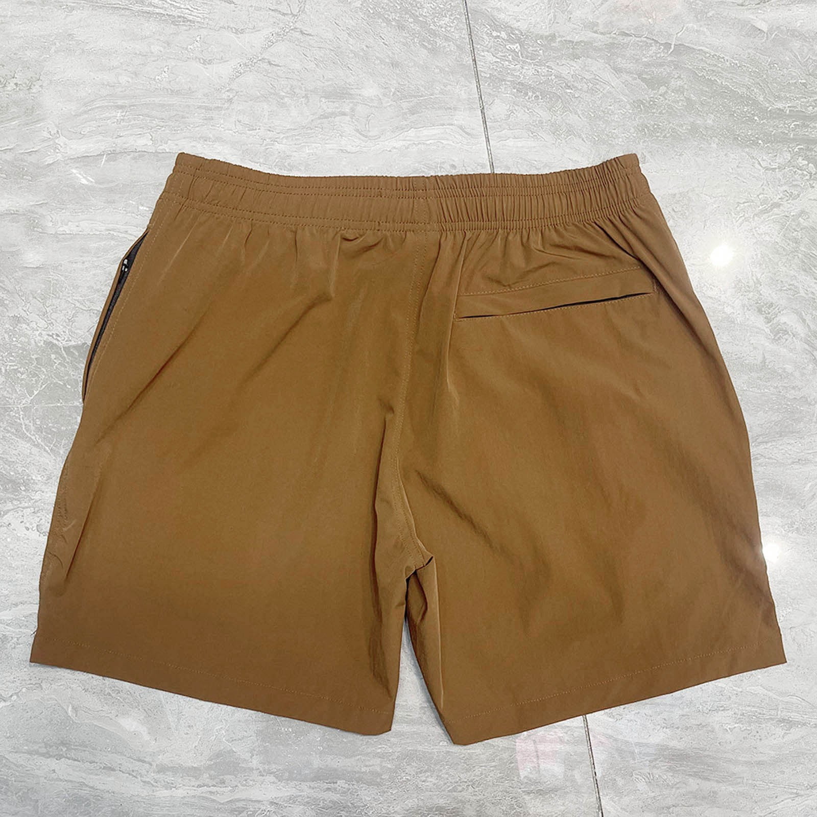 NOLDARES Men's Swim Trunks Quick Dry Board Shorts with Pockets Beach Shorts Bathing Suits for Men(Brown,L)