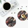 thumbnail image 4 of Zufioo Moonlit Crow Blossoms Print Leather Coaster Set, Decorative PVC Coasters 4-pack - Scald and Stain-resistant, Suitable for Home, Cafes, Restaurants-Round Shape, 4 of 6