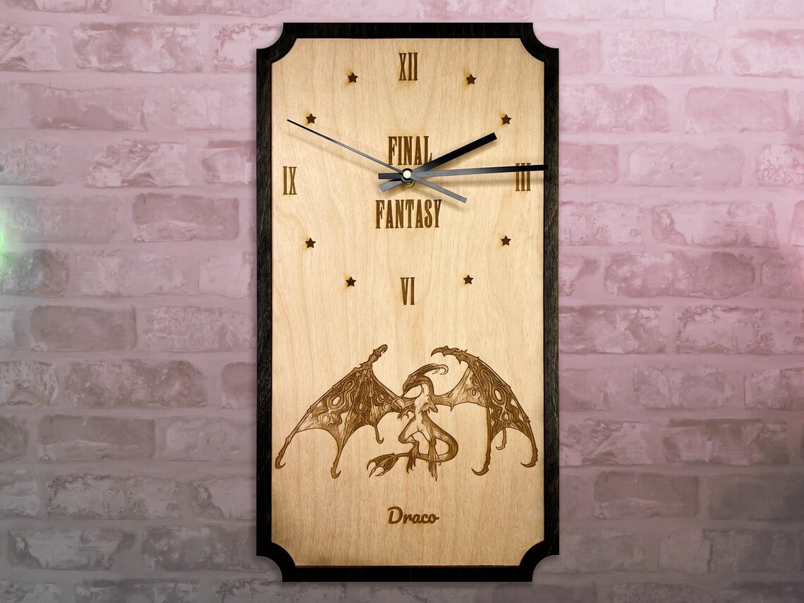 FFXIV Wall Art Clock Draco From Endwalker FF14 Gift or