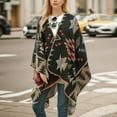 thumbnail image 4 of Women's Reversible Poncho Shawl Wrap Warm Winter Cape with Geometric Pattern Elegant and Stylish, 4 of 5