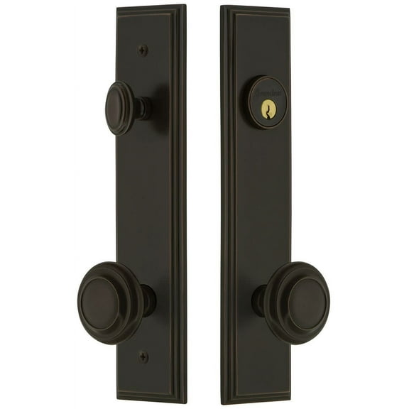 Grandeur Carcir_Tp_Eset_238 Carre Solid Brass Tall Plate Single Cylinder Keyed Entry Set -